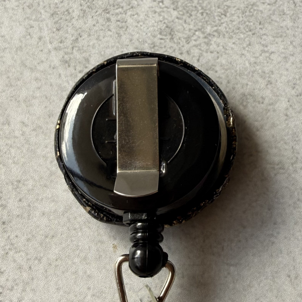 Gold Leaf Japanese Washi Badge Reel, Galaxy Black Retractable ID Holder, Luxury Nurse Badge Reel, Handmade Office Accessory, Unique Teacher Gift