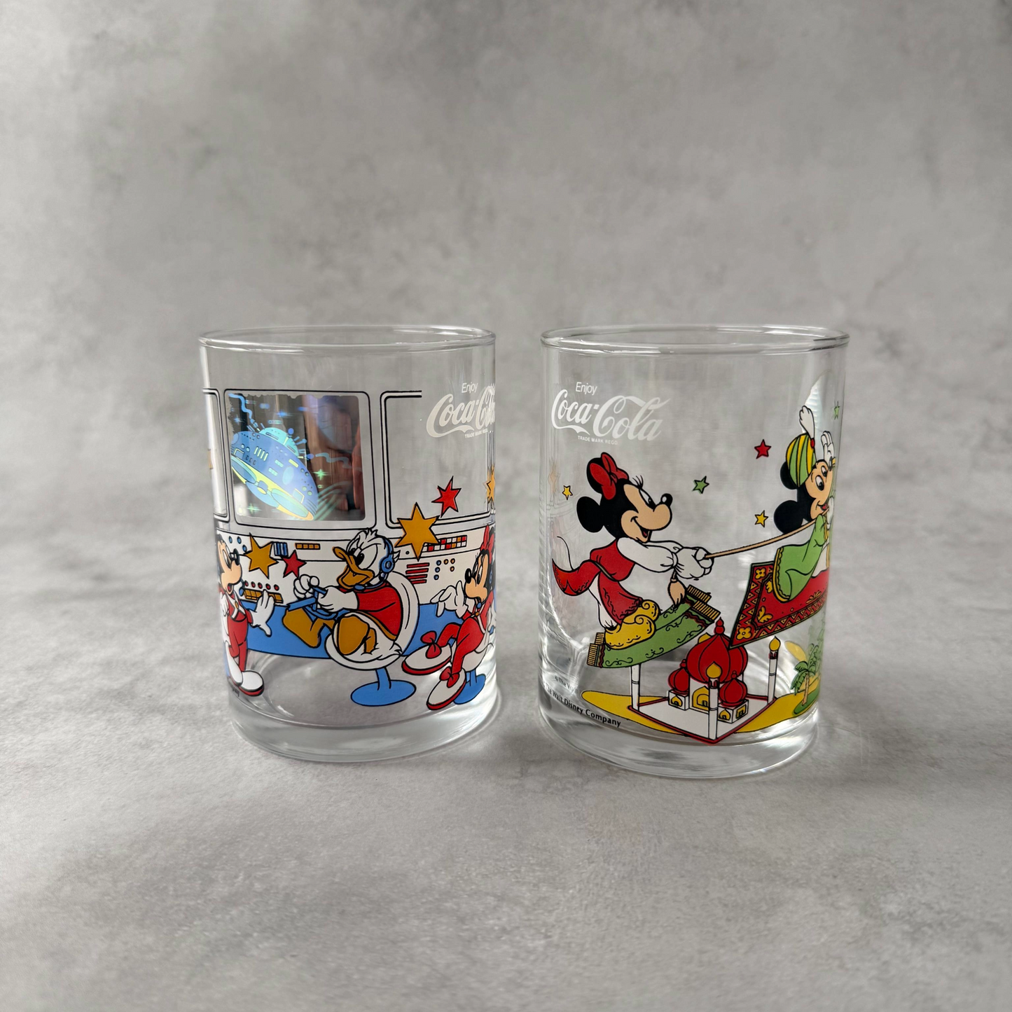 [ヴィンテージ｜日本限定販売] 1980年代 ディズニーインスパイア ホログラムグラス (オリジナルボックス付き2個セット)