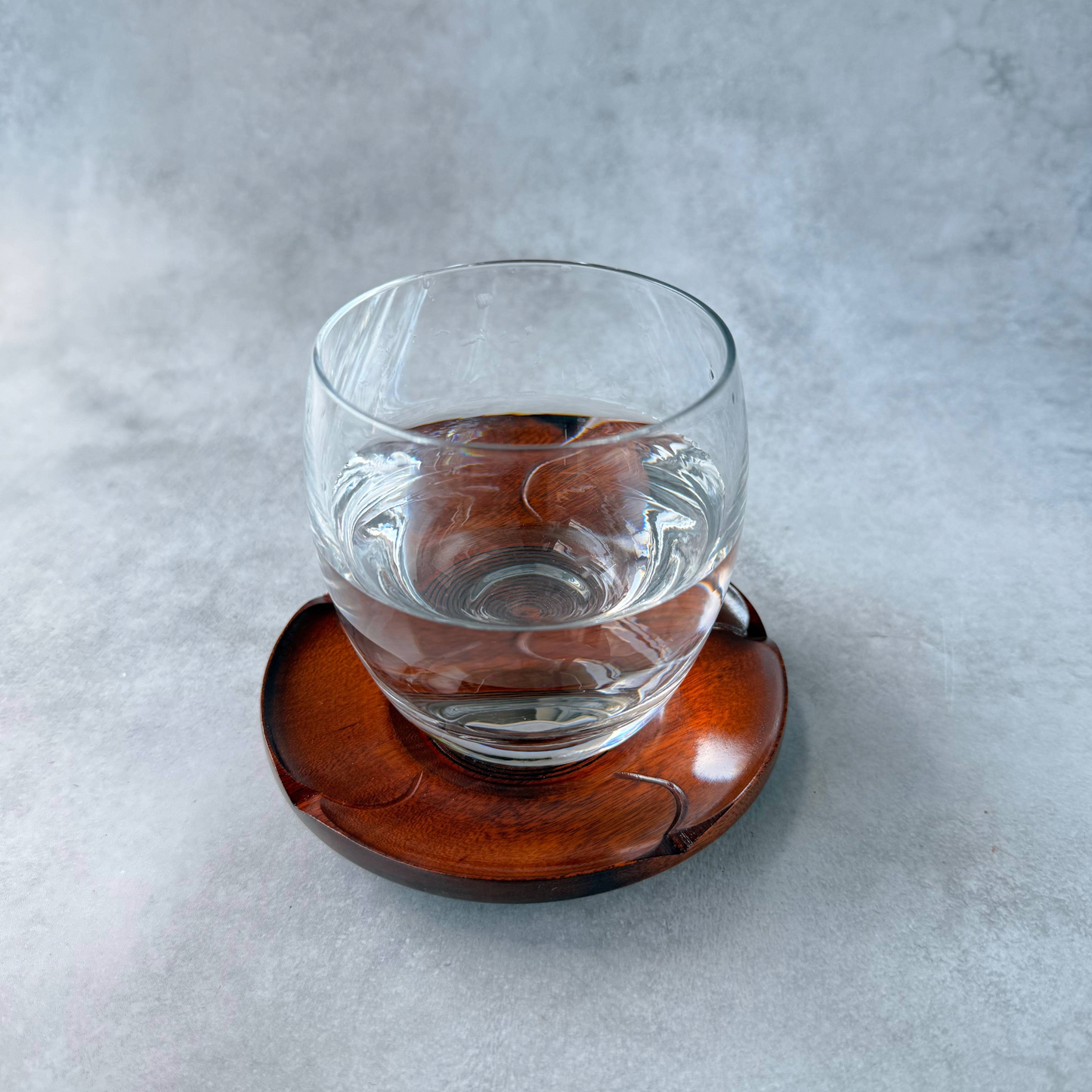 漆塗りコースター5枚セット | 手彫りの天然木茶托 | 漆器茶托 | 花びら型天然木小皿5枚セット