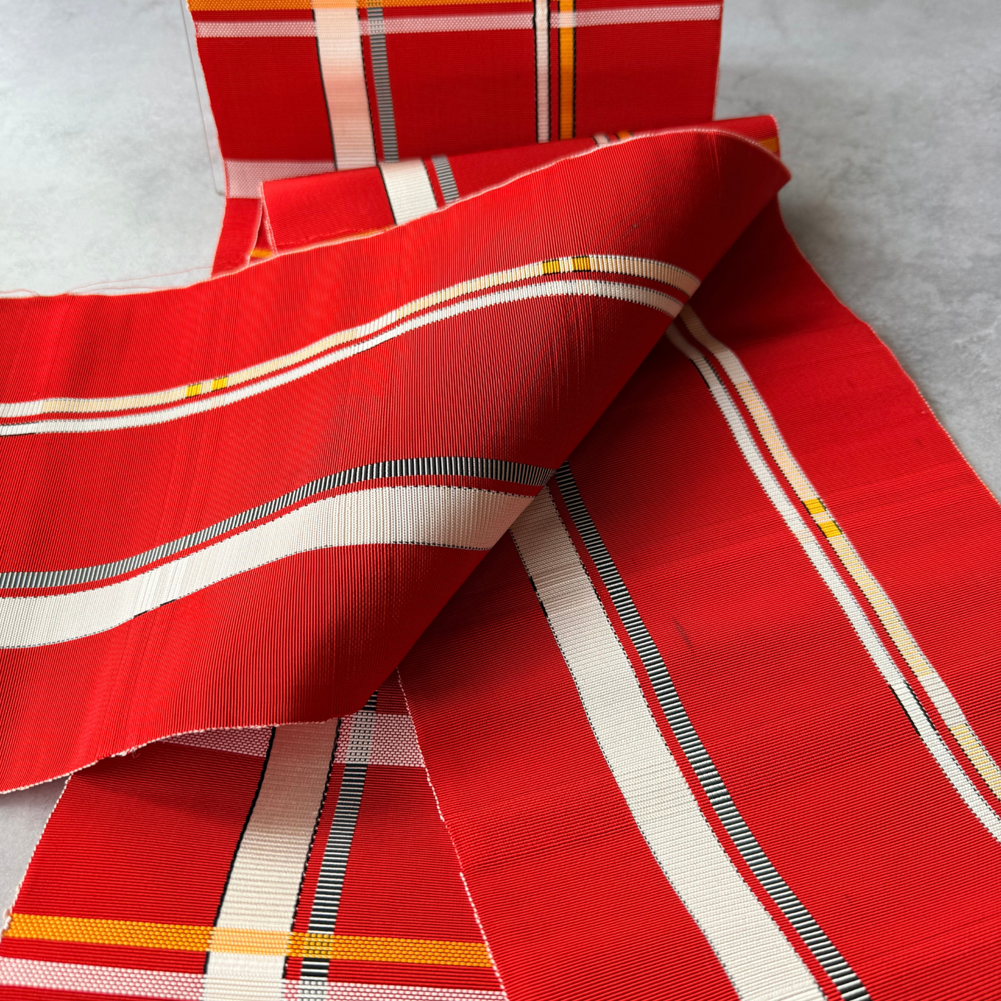 Flexible drape and reverse side of Japanese rayon obi fabric