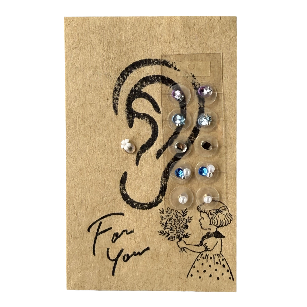 Ear Acupressure Jewelry Self-Care Set, 10 Pieces with Basic Steps & Target Points Guide