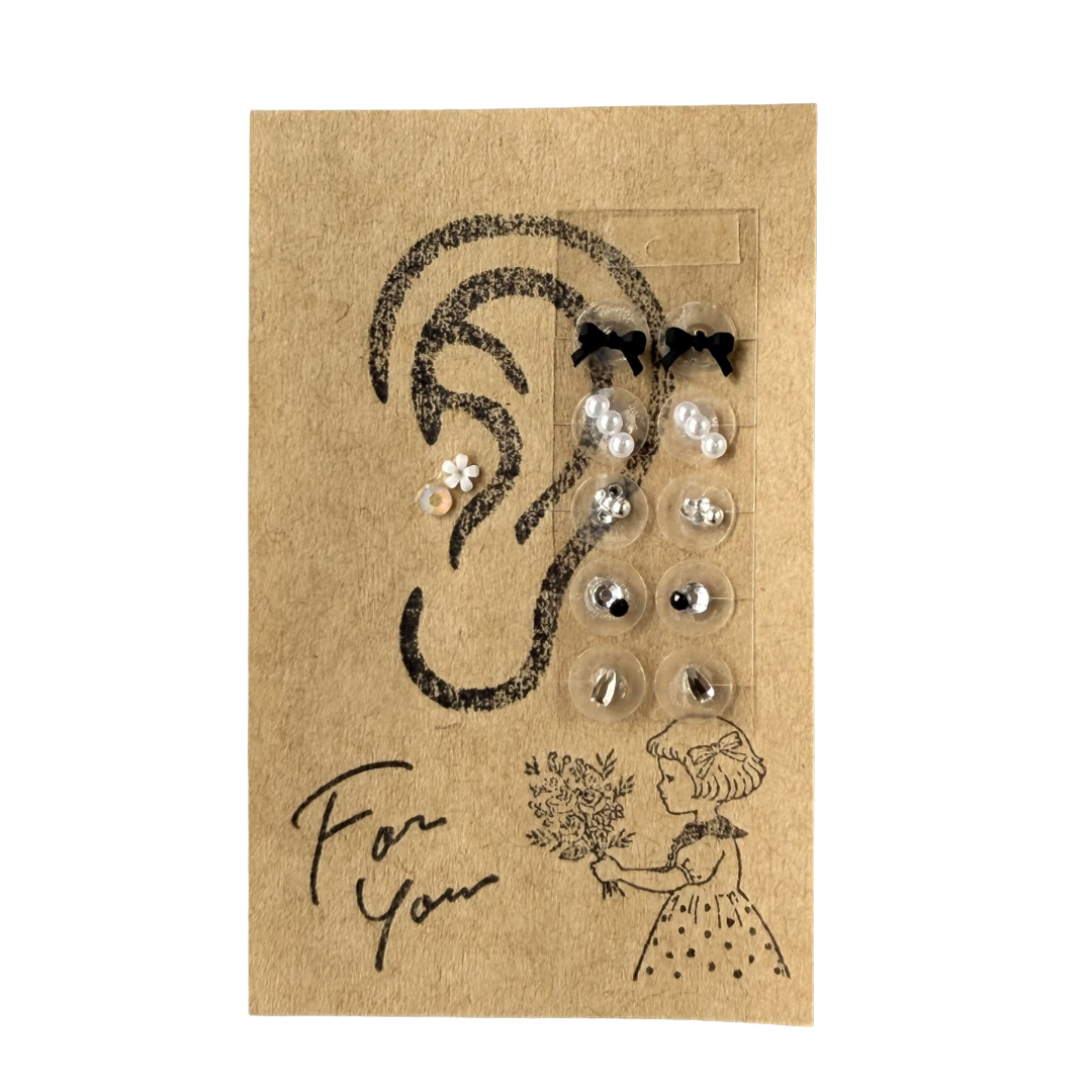 Ear Acupressure Jewelry Self-Care Set, 10 Pieces with Basic Steps & Target Points Guide