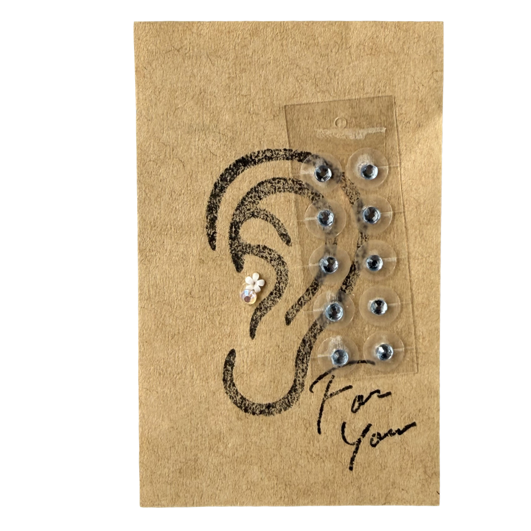 Simple Design Ear Acupressure Jewelry Self-Care Set, 10 Pieces with Basic Steps & Target Points Guide